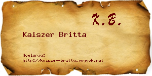 Kaiszer Britta névjegykártya
